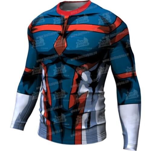 My Hero Academia Anime Mens Japanese Casual Compression Shirt Short Sleeve Anime Printed Silm Shirt Tops for Men One Piece