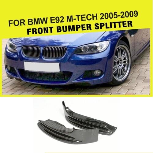 For BMW 325i 328i 3 Series E92 M Sport M Tech 2005 - 2009 Carbon Fiber Bumper Front Splitters Aprons Cupwings Flaps