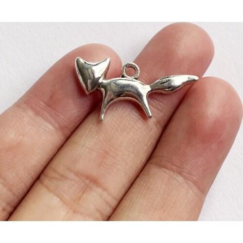 10pcs 15x29mm Charms Cute Fox Tibetan Silver Color Pendant For Making Fit DIY Necklace Jewelry Handmade Accessories Wholesale