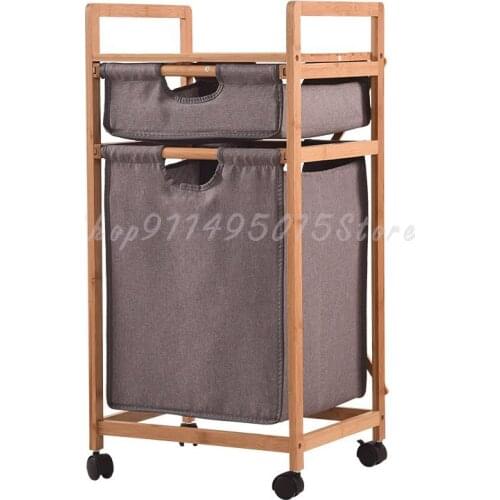 Japanese-style Bathroom Mobile Dirty Clothes Basket Dirty Clothes Storage Rack Household Floor Type Multifunctional Rack
