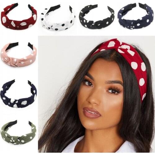 Furling Girl Pack of 1pc Polka Dots Chiffon Bow Knotted Hair Bands Hair Loop Headbands for Women Hair Accessories