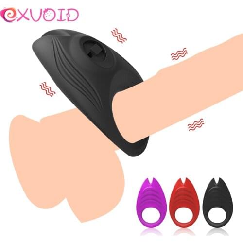 EXVOID Silicone Adults Products Delay Ejaculation Penis Vibrating Ring Sex Toys for Men Erection Cock Rings Tongue Vibrator