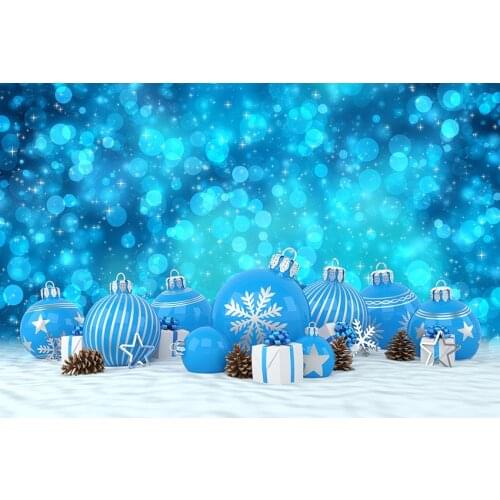 Blue bokeh photography backgrounds polyester Christmas bell photo backdrop for photography studio accessories fotografia LV-1152
