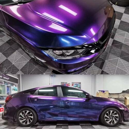 Premium Glossy Chameleon Diamond Glitter Purple Red Vinyl Film Automobiles Car Wrap Foil Sticker Decal Air Release