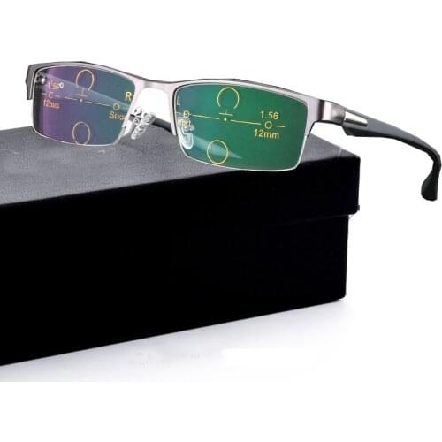 High Quality 2018 Multifocal Progressive Reaing Glasses Alloy Semi-Rimless Frame Old People Photochromic Optics Eyewear