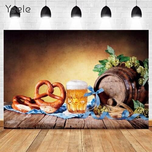 Yeele Photography Oktoberfest Backdrop Flower Wood Barrel Bread Beer Photozone Backgrounmd Photographic Carnival Photo Studio