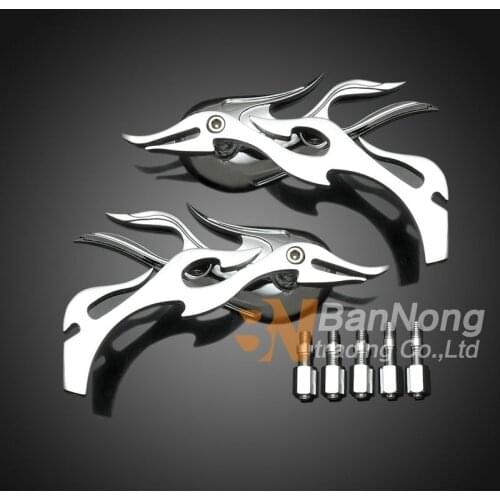 Chrome flame shape CNC Modified Motorcycle Rearview Mirrors For Honda Magna 250/750 steed 400 600 shadow 400/750 VTX1300/1800