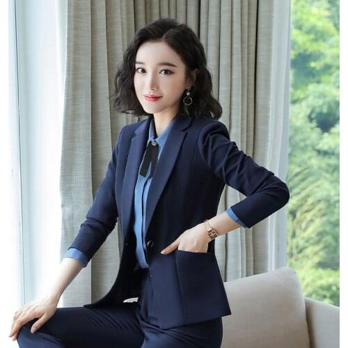 Ladies suit new style office ladies professional wear long sleeve suit pants suit business workwear fashion 2piece set women
