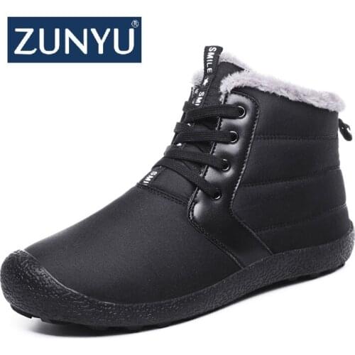 ZUNYU Men boots Winter Casual shoes Lace up snow Boots men Waterproof Ankle Boots Fashion Men Winter Shoes Plus Size 39-48