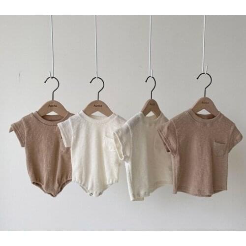 0-3Yrs Baby Girls Romper /T-Shirts /Shorts Soft Cotton Infant Kids Solid Outfits For Girls Boys Summer Clothing