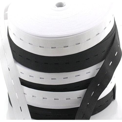 1 Meters 15/20/25MM Button Hole Knit Flat Elastic Bands Ribbon Tape for DIY Garment Sewing Accessories White/Black Wire Webbing