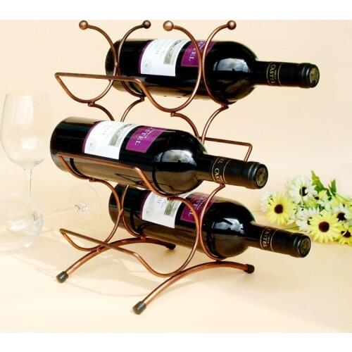 1PC 6 Bottles Wine Racks Metal Wine Bottle Holder Wine Stand Shelf Tabletop Decoration Home Bar Storage Shelf Racks EKI 2049