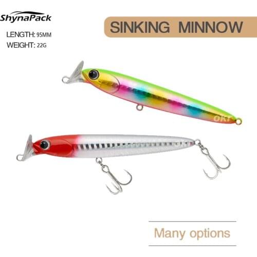 1 Pcs Minnow Sinking Fishing Lure 3D eyes 95mm 22g Professional Hard Crank Bait Artificial Fishing Wobblers Pike Bass Carp Baits