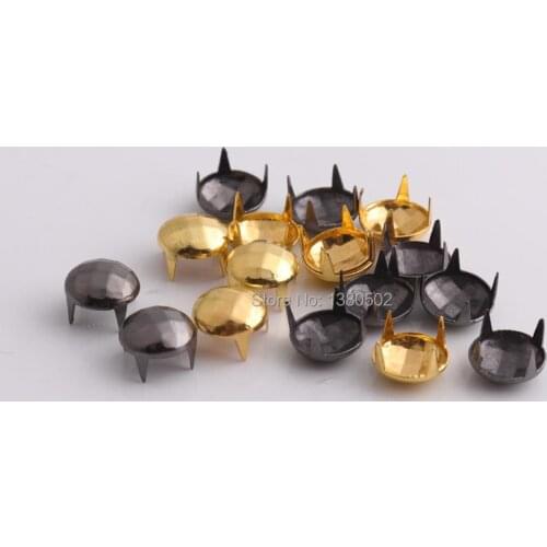 100pcs gold and black color 10*5mm Round Studs Rivet 8 Claws Spike Punk Bag Belt Bracelets Clothes