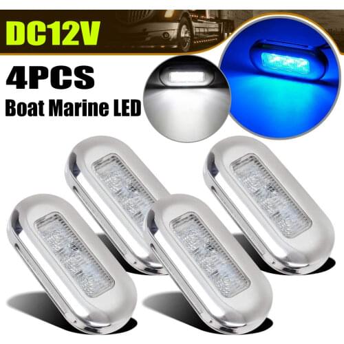 12V Flush Mount LED Boat Courtesy Oblong Lights Yacht Marine Sailboat Navigation Stair Deck Lamp Stainless Steel Waterproof