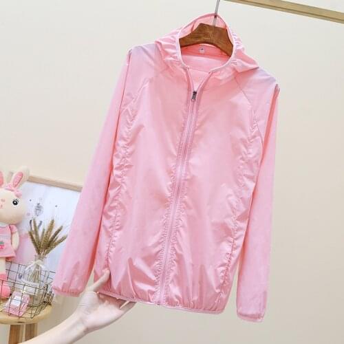2021 New Sun Protection Clothing Candy Colors Long Sleeve Shirt Summer Beach Wear Sunscreen Anti-UV Jacket Hooded Coat Femme