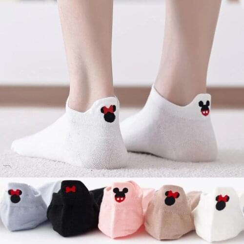4 Pairs/Pack Women Kawaii Ankle Socks Embroidered Funny Mouse Cotton Soft Girl Sock Set Cute Gift EU Size 35-40