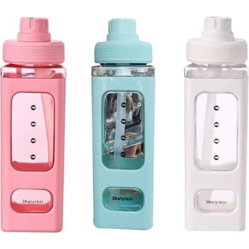 700ml/900ml Water Bottle With Straw Sport Plastic Portable Square Drinking Bottle For Girl Cute Juice Tea Water Cups