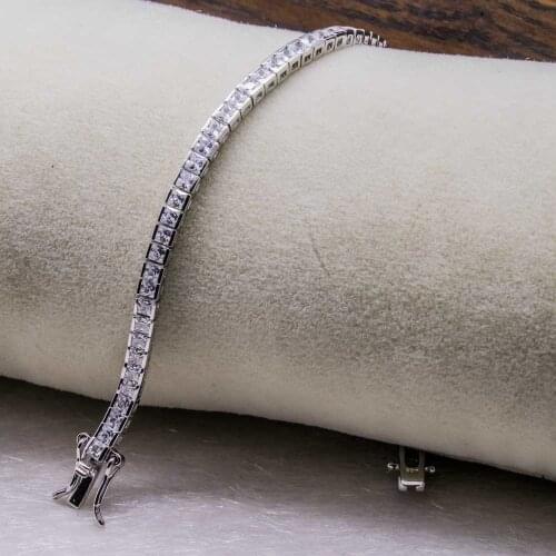 925 Sterling Silver Bracelet with Zircon Stone and Waterway Design