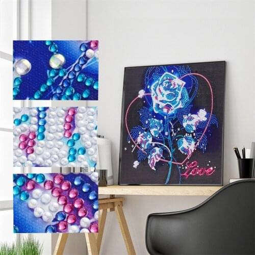 5D Special Shaped Diamond Painting Rose Flower Diamond Embroidery Crystal Heart Flower Picture Home Decortion Christma Gift