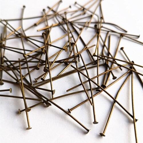 Free Shipping Fashion Jewelry Accessories 1000pcs/bag 40mm Bronze-coloured Metal Ball Pins For Jewelry Making Metal Connectors