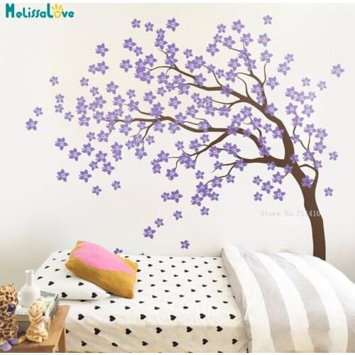 Large Blooming Tree Wall Sticker Tree Floral Custom Two Colors Nursery DIY Art Mural Removabme Kids Room Decor YT5640