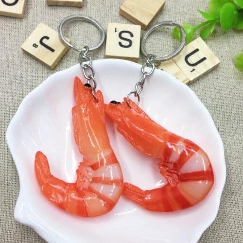Wholesale 20/40/60/100PCS Cute Resin Shrimp Crab Shaped Key Chains Zinc Alloy Key Ring Jewelry Crafts Decor Bags Cars Key Charms