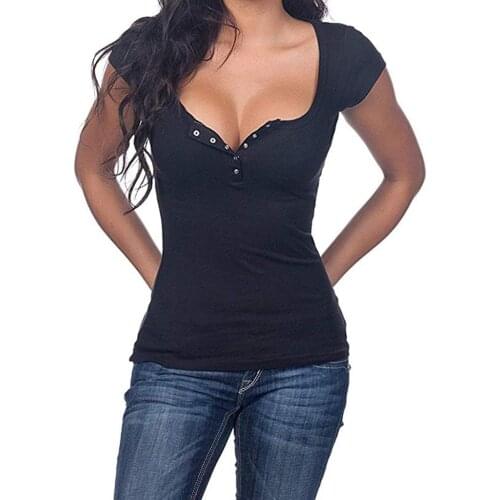 T Shirt Womens V Neck Henley Shirts Short Sleeve Solid Button Down Basic Tops Tees Camisetas Mujer Manga Corta Woman T Shirt