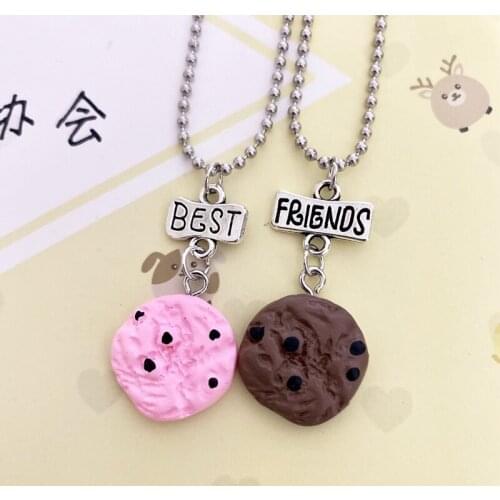 Simulation Cookies Biscuit Pendant bff Necklace Children Best Friends Boys Girls Food Friendship Jewelry Birthday Gift
