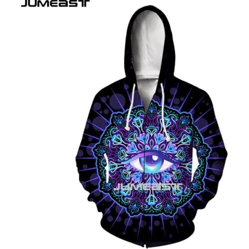 Jumeast Brand Men Women 3D Printed Trippy Eye Long Sleeve Jacket Sport Pullover Fashion Spring Zipper Hoodies