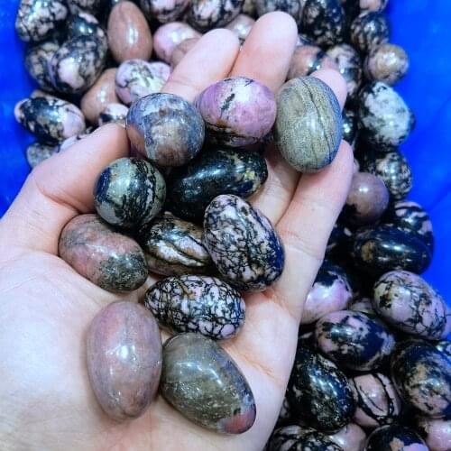 20x30mm Pink Black Rhodonite Egg Shaped Stone Healing Natural Crystal Massage Minerale Gemstone Spiritual Decoration Collection
