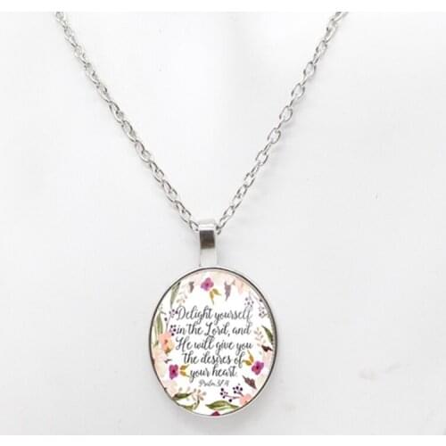 2020 Christian Jewelry Delight Yourself in the Lord Necklace Psalm 37:4 Bible Verse Charm Necklaces Faith Inspirational Gifts
