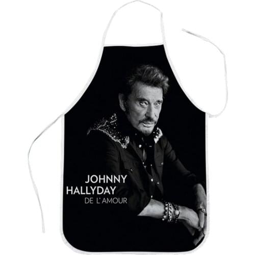 CLOOCL Singer Johnny Hallyday Kitchen Apron Gardening Restaurant Polyester Apron Adult Home Cleaning Tool Waist Baking Apron