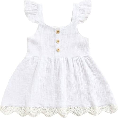 Summer Sister Matching Clothes Solid Ruffles Short Sleeve Lace Romper Headband/Dress For 0-6Y Baby Girls