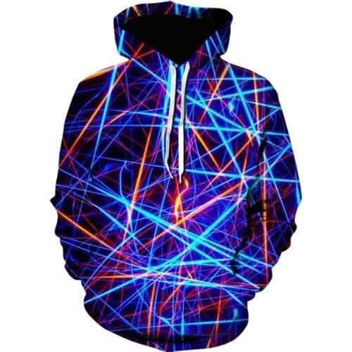 Fashion 3D Printed Light Hoodies Male Female High Street Funny Unisex Oversize Hooded Sweatshirts blue Technology sense hoodie