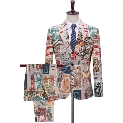 Men Hot Business Suits Blazer 2Pcs Jacket+pants Groom Wedding Singer Show 4color S-5XL New 2022