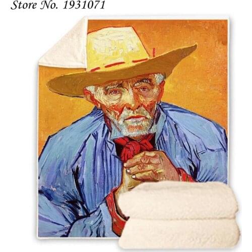 NEW Van Gogh Oil Painting 3D Printed Fleece Blanket for Beds Thick Quilt Fashion Bedspread Sherpa Throw Blanket Adults Kids 01