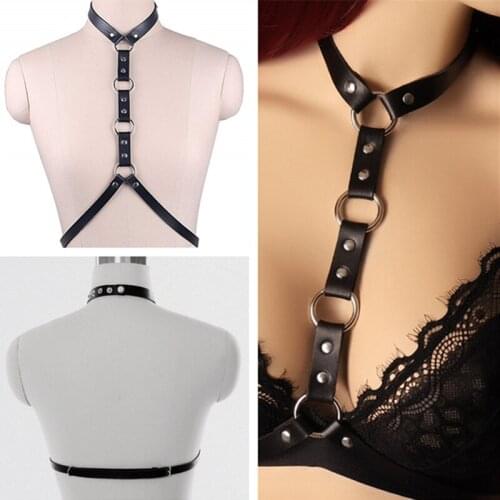 Trendy Clavicle Collar Jewelry Women PU Leather Abdomen Strap Necklace Belly Strap Belt Female Cool Neck Chain Accessories Gift