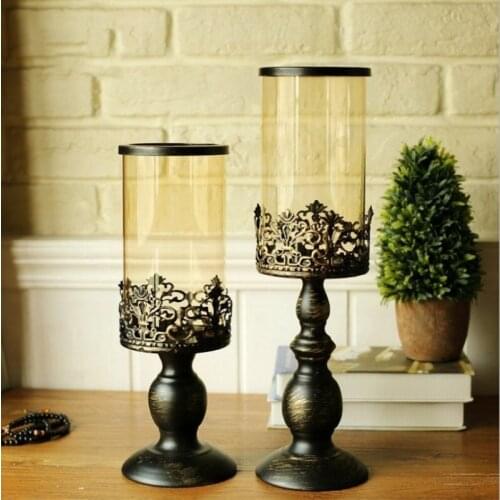 Paint Wrought Iron Candlestick Romantic Candlelight Dinner Iron Table Decoration Lover Wedding Props Home Soft Gift