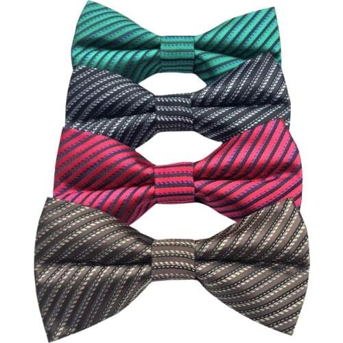 Striped Bow Tie Wedding Dress 100% Microfiber Bowtie Woven Stripped Bow Tie Jacquard Butterfly Mens Formal Classical Accessory