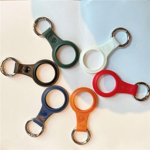 Air Tags Luxury Leather Protector Metal Ring with Keychain Case Tracking Bag Shockproof Portable Leather Cover For Air Tags