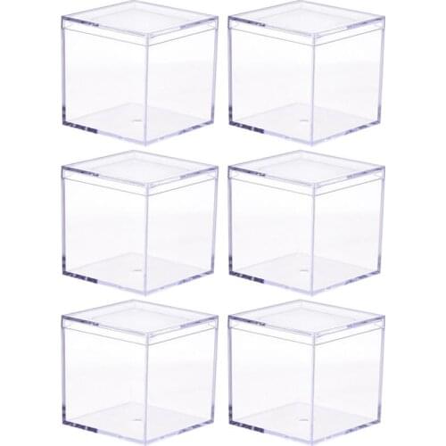 6Pcs Transparent Gift Packing Boxes Square Candy Storage Boxes Packaging Boxes Square Storage Box