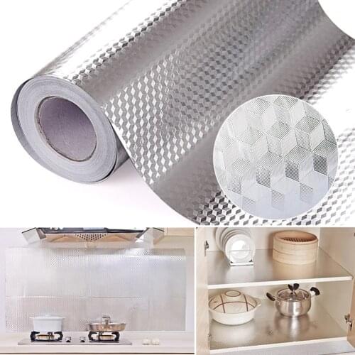 40cm x 100cm Aluminum Foil Self Adhesive Waterproof Wallpaper Kitchen Sticker DIY Home Decor Oilproof sticker DIY Wallpaper