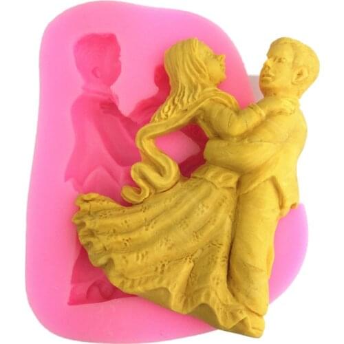 Romantic double dance dance shape silicone mold chocolate flip sugar baking cake decoration gypsum DIY drop glue ornaments