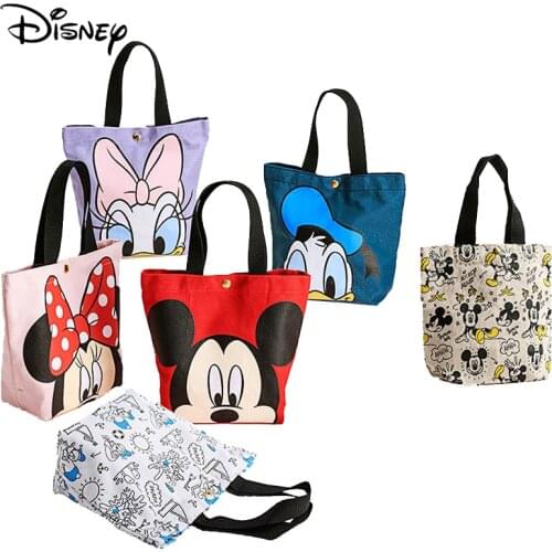 Disney Bag Cute Cartoon Mickey Minnie Kids Handbag Canvas School Lunch Bag Wash Storage Handbag Maternity Bag Baby Bags