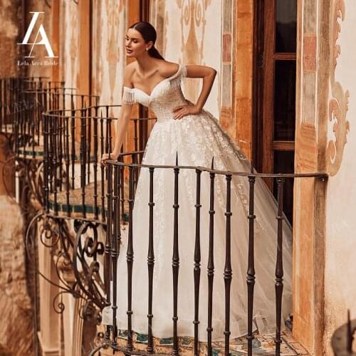 Wedding Dress Vintage Beaded Lace A-Line Sweetheart Appliques Bridal Gown Princess Court Train LelaAcra NO11 Vestido De Novia