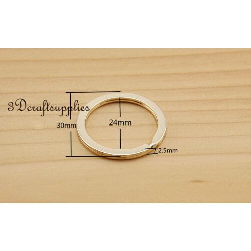 Heavy duty circular metal key ring Key Holder Purse Rings light gold 2.4 cm K129