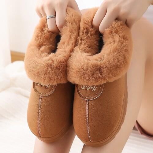 2020 Faux Fur Winter Warm Shoes Woman Men Indoor Slippers Soft Plush Anti-slip Lovers Home Floor Slipper Cotton Slides SH08271