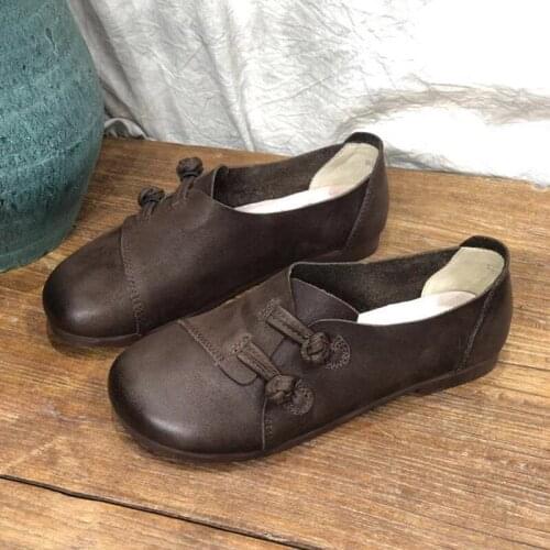 Women flats genuine leather shoes female fashion casual Buckle Flat shoes Round Toe Classics fashion Casual soft women shoes