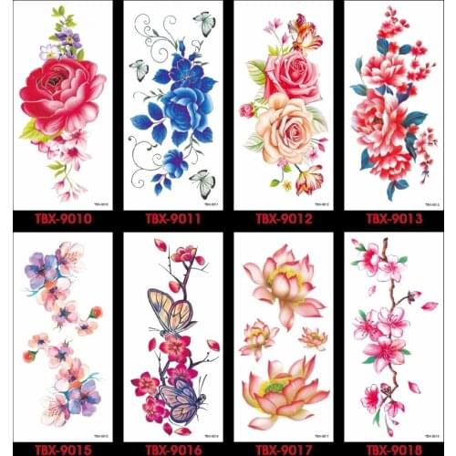 Waterproof Temporary Tattoo Sticker waist arm clavicle sexy rose flower tatto stickers flash tatoo fake tattoos for women girl 7